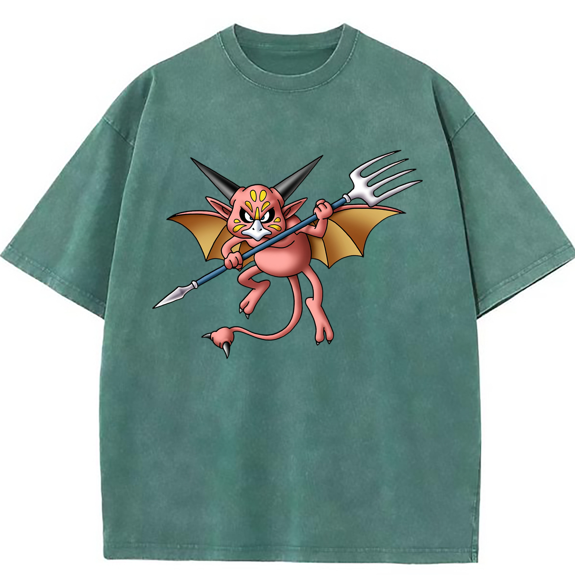 （画像用） ドラゴンクエスト Doragon Kuesuto Dragon Quest 綿100% ヴィンテージ風 半袖Tシャツ（フロントプリント）